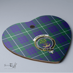Scottish Hamilton Hunting Modern Clan Tartan Ceramic Ornament - Crest Heart Style Scottish Plaid Tartan Plaid