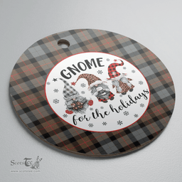 Scottish Gunn Weathered Clan Tartan Ceramic Ornament - Gnome Round Style Scottish Plaid Tartan Plaid