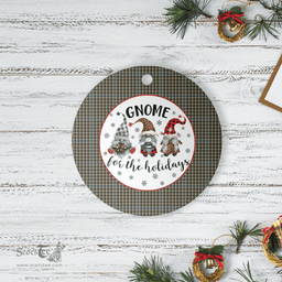 Scottish Haig Check Clan Tartan Ceramic Ornament - Gnome Round Style Scottish Plaid Tartan Plaid