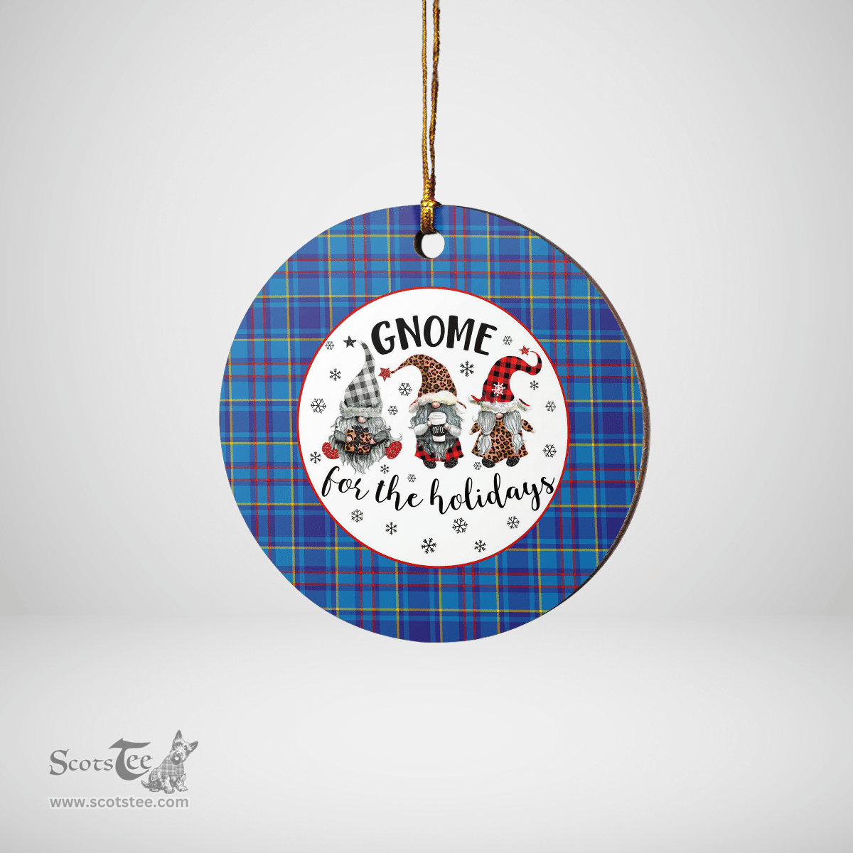 Scottish Mercer Modern Clan Tartan Ceramic Ornament - Gnome Round Style Scottish Plaid Tartan Plaid