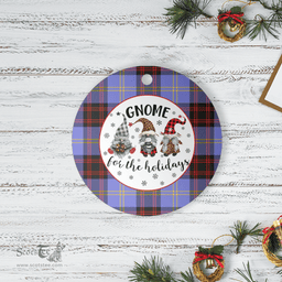 Scottish Rutherford Clan Tartan Ceramic Ornament - Gnome Round Style Scottish Plaid Tartan Plaid