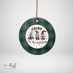 Scottish Wishart Hunting Clan Tartan Ceramic Ornament - Gnome Round Style Scottish Plaid Tartan Plaid