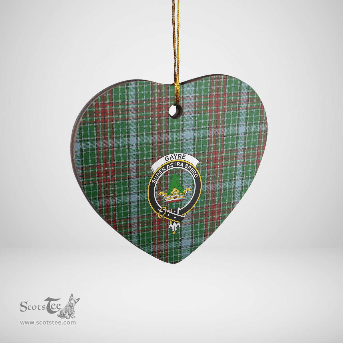 Scottish Gayre Clan Tartan Ceramic Ornament - Crest Heart Style Scottish Plaid Tartan Plaid