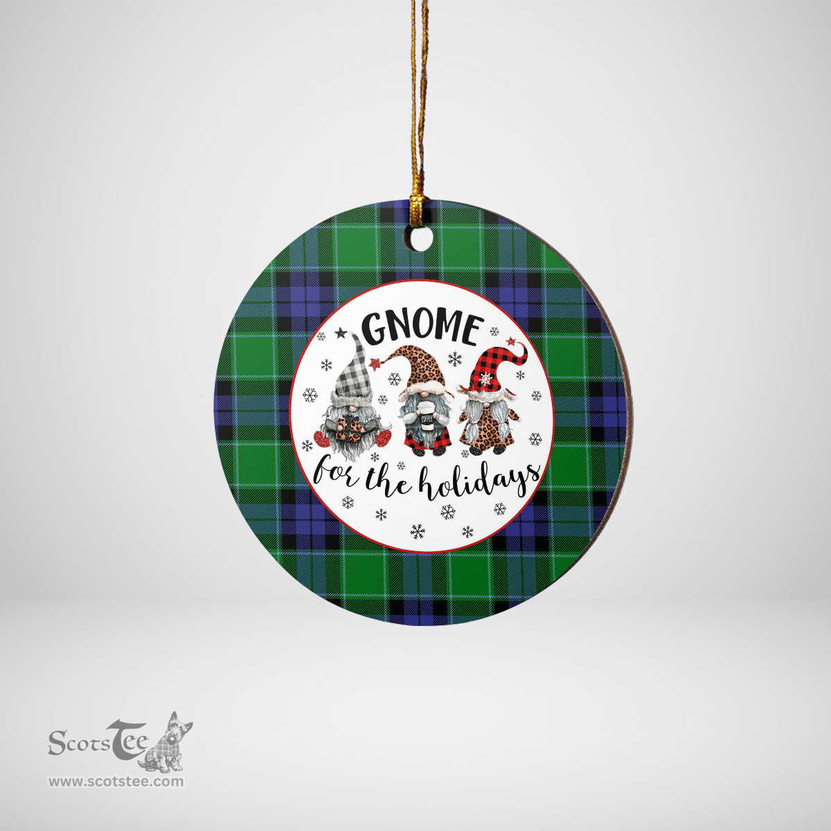 Scottish Graham of Menteith Modern Clan Tartan Ceramic Ornament - Gnome Round Style Scottish Plaid Tartan Plaid