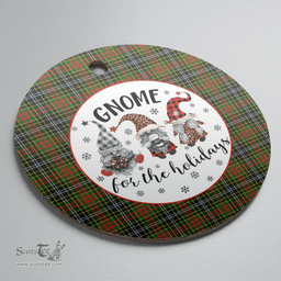 Scottish Brisbane Clan Tartan Ceramic Ornament - Gnome Round Style Scottish Plaid Tartan Plaid