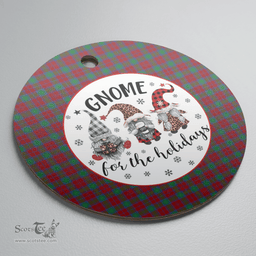 Scottish Fotheringham Clan Tartan Ceramic Ornament - Gnome Round Style Scottish Plaid Tartan Plaid