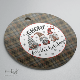 Scottish Stewart Hunting Weathered Clan Tartan Ceramic Ornament - Gnome Round Style Scottish Plaid Tartan Plaid