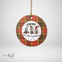 Scottish Buchanan Old Set Weathered Clan Tartan Ceramic Ornament - Gnome Round Style Scottish Plaid Tartan Plaid