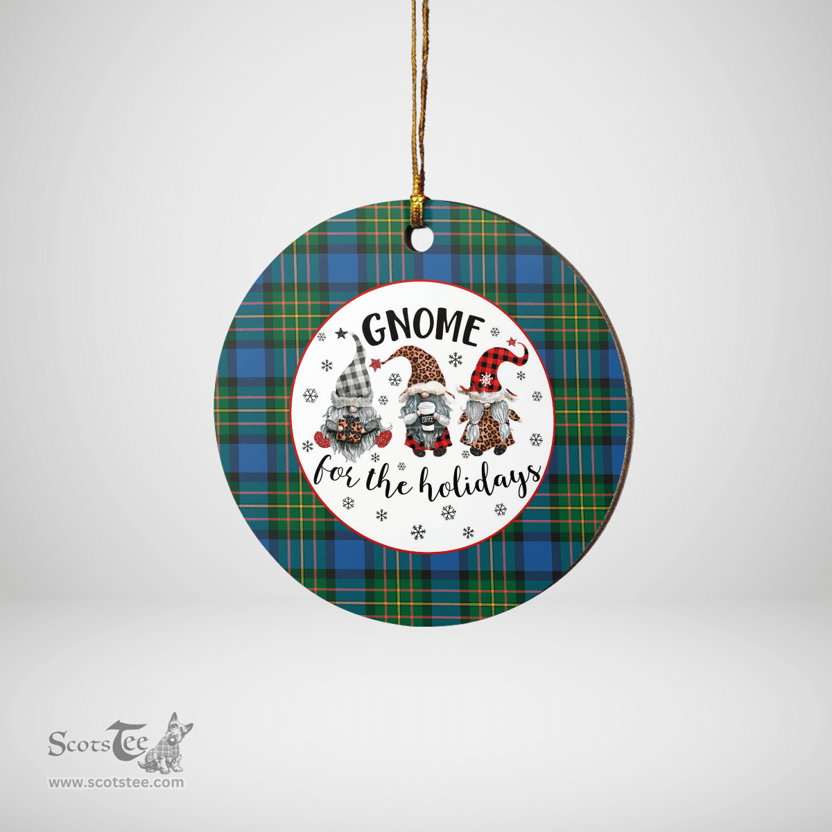 Scottish MacLaren Ancient Clan Tartan Ceramic Ornament - Gnome Round Style Scottish Plaid Tartan Plaid