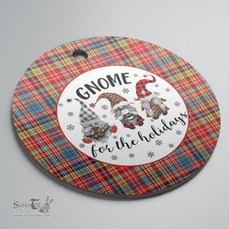 Scottish Ogilvie of Airlie Ancient Clan Tartan Ceramic Ornament - Gnome Round Style Scottish Plaid Tartan Plaid