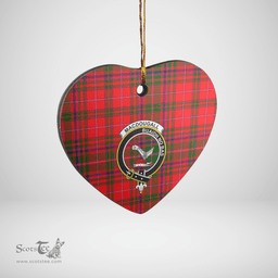 Scottish MacDougall Ancient Clan Tartan Ceramic Ornament - Crest Heart Style Scottish Plaid Tartan Plaid