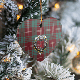 Scottish Crawford Modern Clan Tartan Ceramic Ornament - Crest Heart Style Scottish Plaid Tartan Plaid