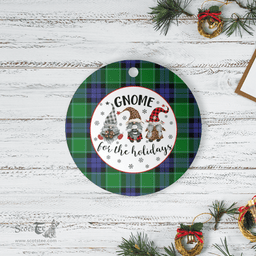 Scottish Graham of Menteith Modern Clan Tartan Ceramic Ornament - Gnome Round Style Scottish Plaid Tartan Plaid