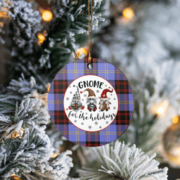 Scottish Rutherford Clan Tartan Ceramic Ornament - Gnome Round Style Scottish Plaid Tartan Plaid