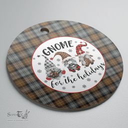 Scottish Gordon Weathered Clan Tartan Ceramic Ornament - Gnome Round Style Scottish Plaid Tartan Plaid