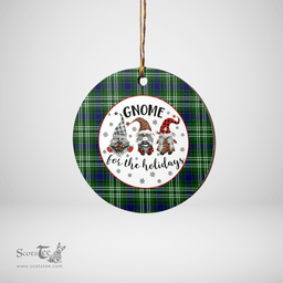 Scottish Purves (Tweedside) Clan Tartan Ceramic Ornament - Gnome Round Style Scottish Plaid Tartan Plaid