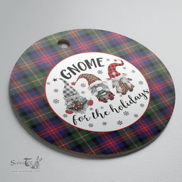 Scottish Logan Modern Clan Tartan Ceramic Ornament - Gnome Round Style Scottish Plaid Tartan Plaid