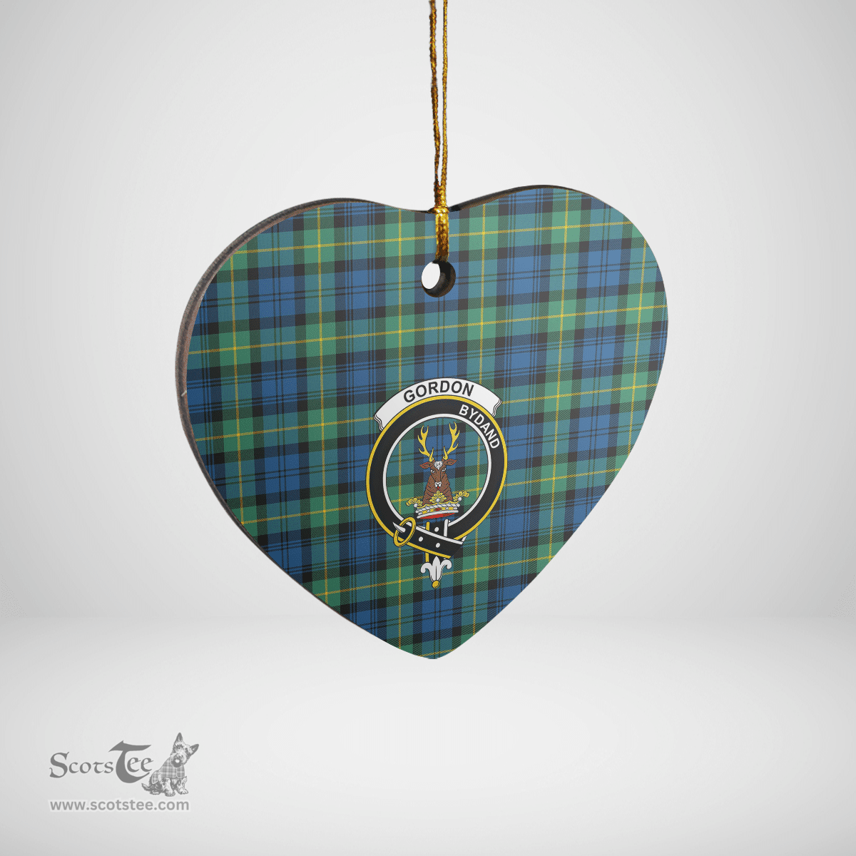 Scottish Gordon Ancient Clan Tartan Ceramic Ornament - Crest Heart Style Scottish Plaid Tartan Plaid