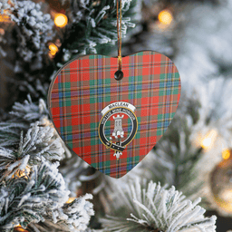 Scottish MacLean of Duart Ancient Clan Tartan Ceramic Ornament - Crest Heart Style Scottish Plaid Tartan Plaid