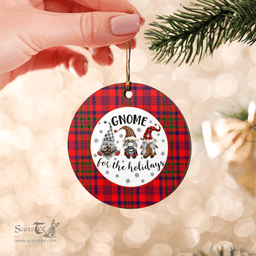 Scottish Murray of Tulloch Modern Clan Tartan Ceramic Ornament - Gnome Round Style Scottish Plaid Tartan Plaid