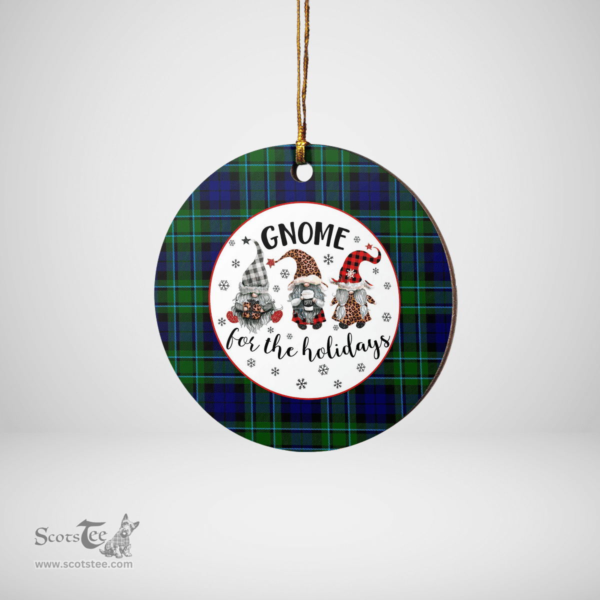Scottish MacCallum Modern Clan Tartan Ceramic Ornament - Gnome Round Style Scottish Plaid Tartan Plaid
