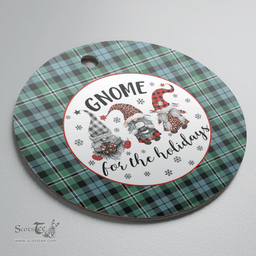 Scottish Melville Clan Tartan Ceramic Ornament - Gnome Round Style Scottish Plaid Tartan Plaid
