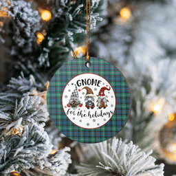Scottish MacKenzie Ancient Clan Tartan Ceramic Ornament - Gnome Round Style Scottish Plaid Tartan Plaid