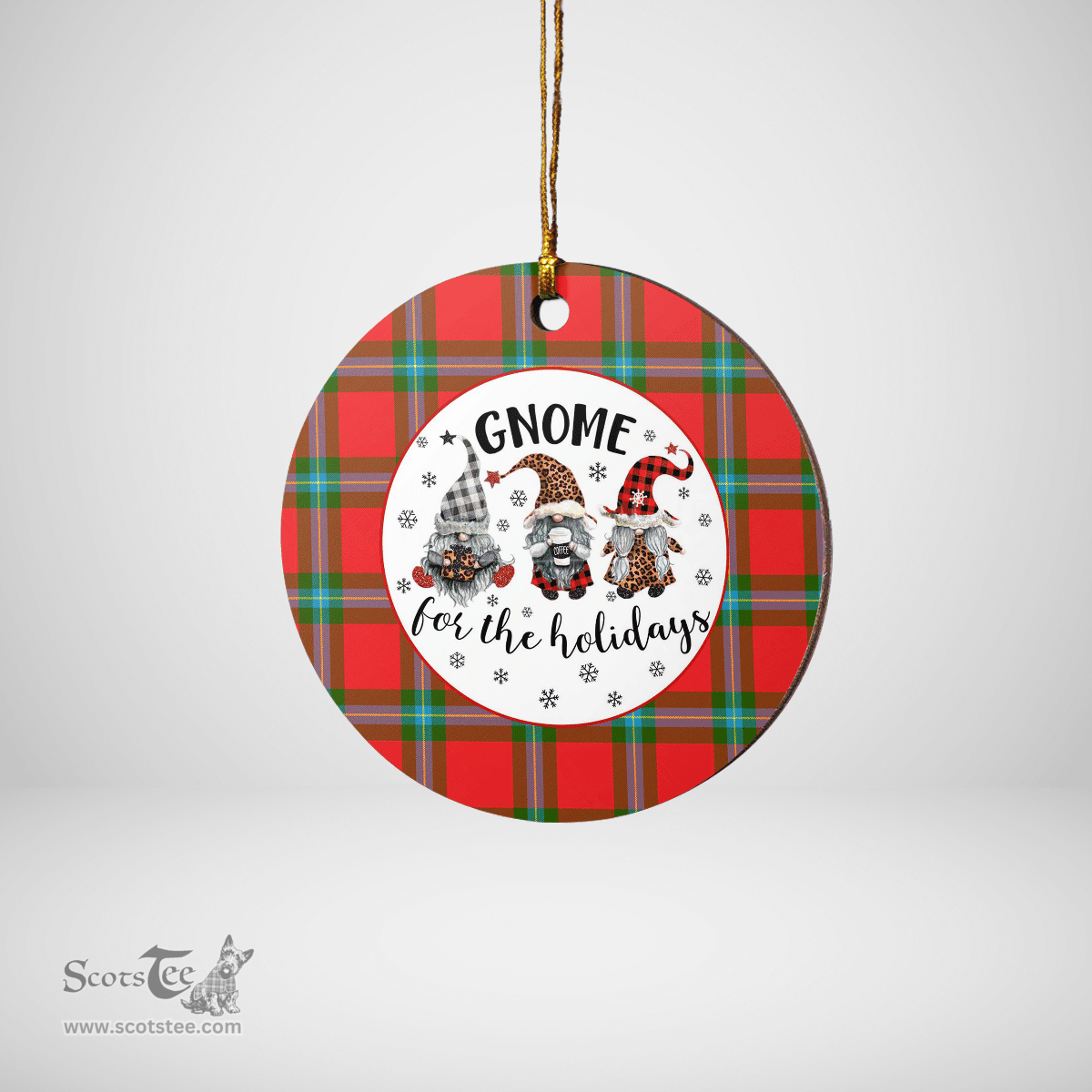 Scottish MacLaine of Loch Buie Clan Tartan Ceramic Ornament - Gnome Round Style Scottish Plaid Tartan Plaid