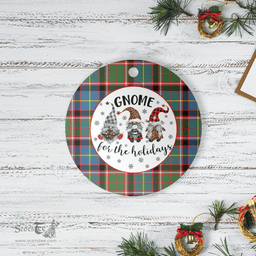 Scottish Stirling (of Keir) Clan Tartan Ceramic Ornament - Gnome Round Style Scottish Plaid Tartan Plaid