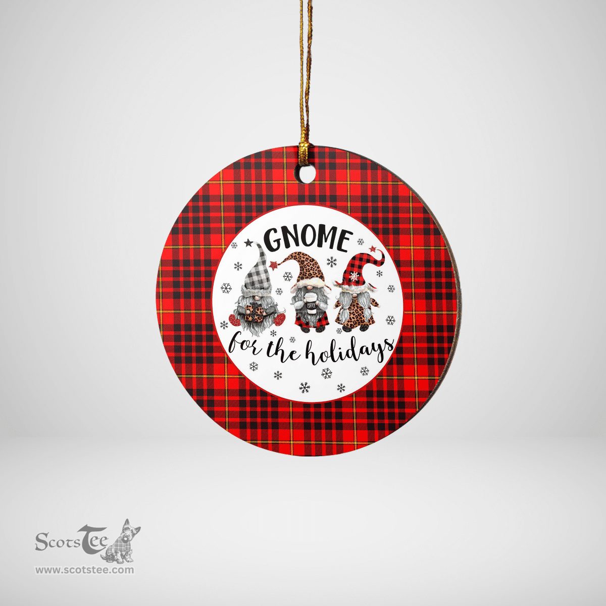 Scottish MacIan Clan Tartan Ceramic Ornament - Gnome Round Style Scottish Plaid Tartan Plaid