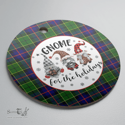 Scottish Forsyth Modern Clan Tartan Ceramic Ornament - Gnome Round Style Scottish Plaid Tartan Plaid