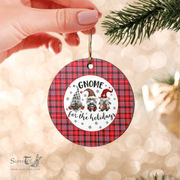 Scottish Udny Clan Tartan Ceramic Ornament - Gnome Round Style Scottish Plaid Tartan Plaid