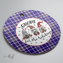 Scottish Ochterlony Clan Tartan Ceramic Ornament - Gnome Round Style Scottish Plaid Tartan Plaid