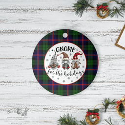Scottish Urquhart Modern Clan Tartan Ceramic Ornament - Gnome Round Style Scottish Plaid Tartan Plaid