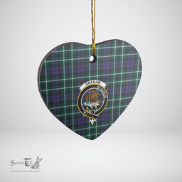 Scottish Graham of Montrose Modern Clan Tartan Ceramic Ornament - Crest Heart Style Scottish Plaid Tartan Plaid