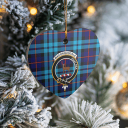 Scottish MacCorquodale Clan Tartan Ceramic Ornament - Crest Heart Style Scottish Plaid Tartan Plaid