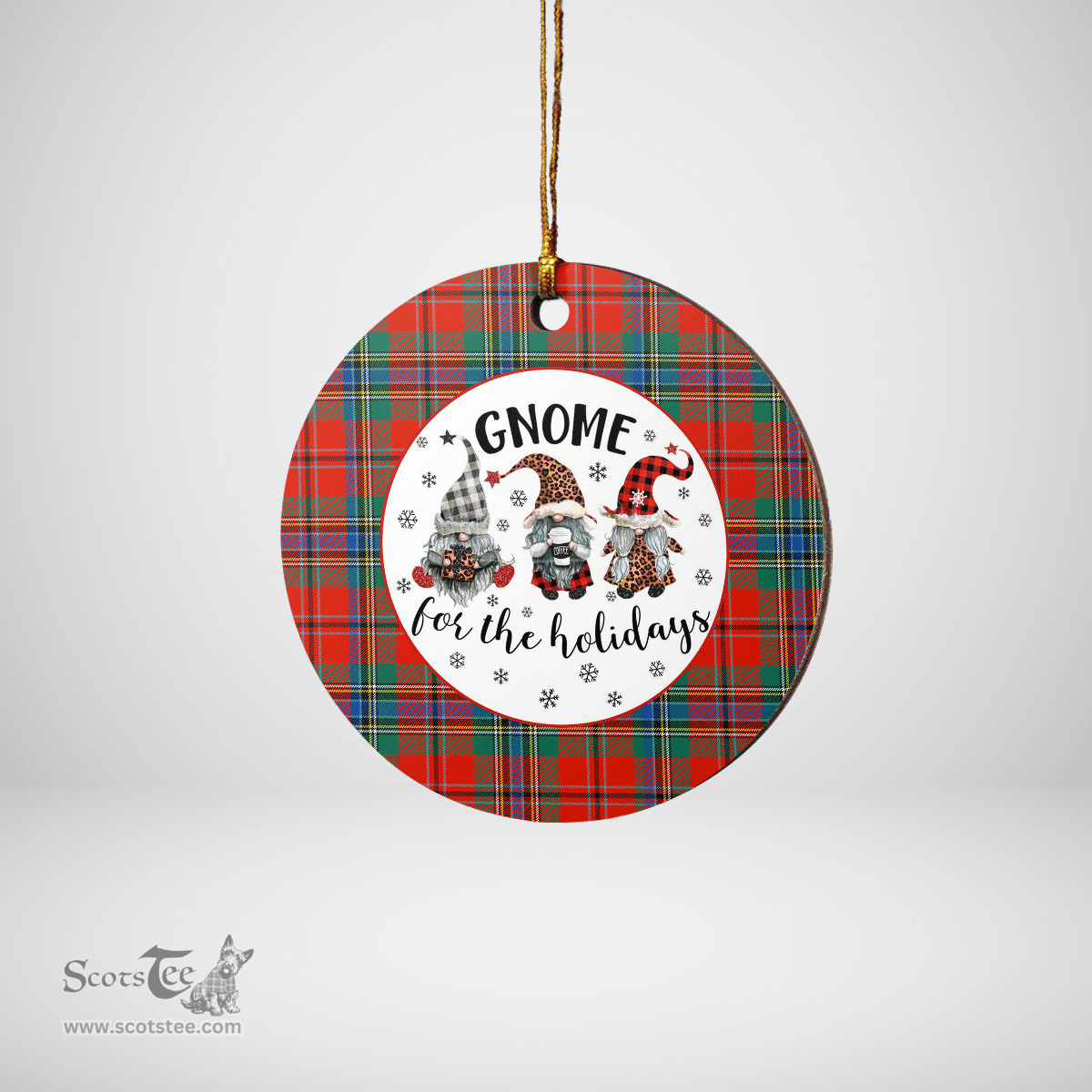 Scottish MacLean of Duart Ancient Clan Tartan Ceramic Ornament - Gnome Round Style Scottish Plaid Tartan Plaid