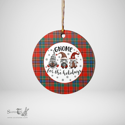 Scottish MacLean of Duart Ancient Clan Tartan Ceramic Ornament - Gnome Round Style Scottish Plaid Tartan Plaid