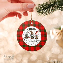 Scottish Maxwell Modern Clan Tartan Ceramic Ornament - Gnome Round Style Scottish Plaid Tartan Plaid