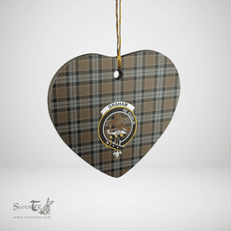Scottish Graham of Menteith Weathered Clan Tartan Ceramic Ornament - Crest Heart Style Scottish Plaid Tartan Plaid