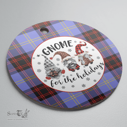 Scottish Rutherford Clan Tartan Ceramic Ornament - Gnome Round Style Scottish Plaid Tartan Plaid