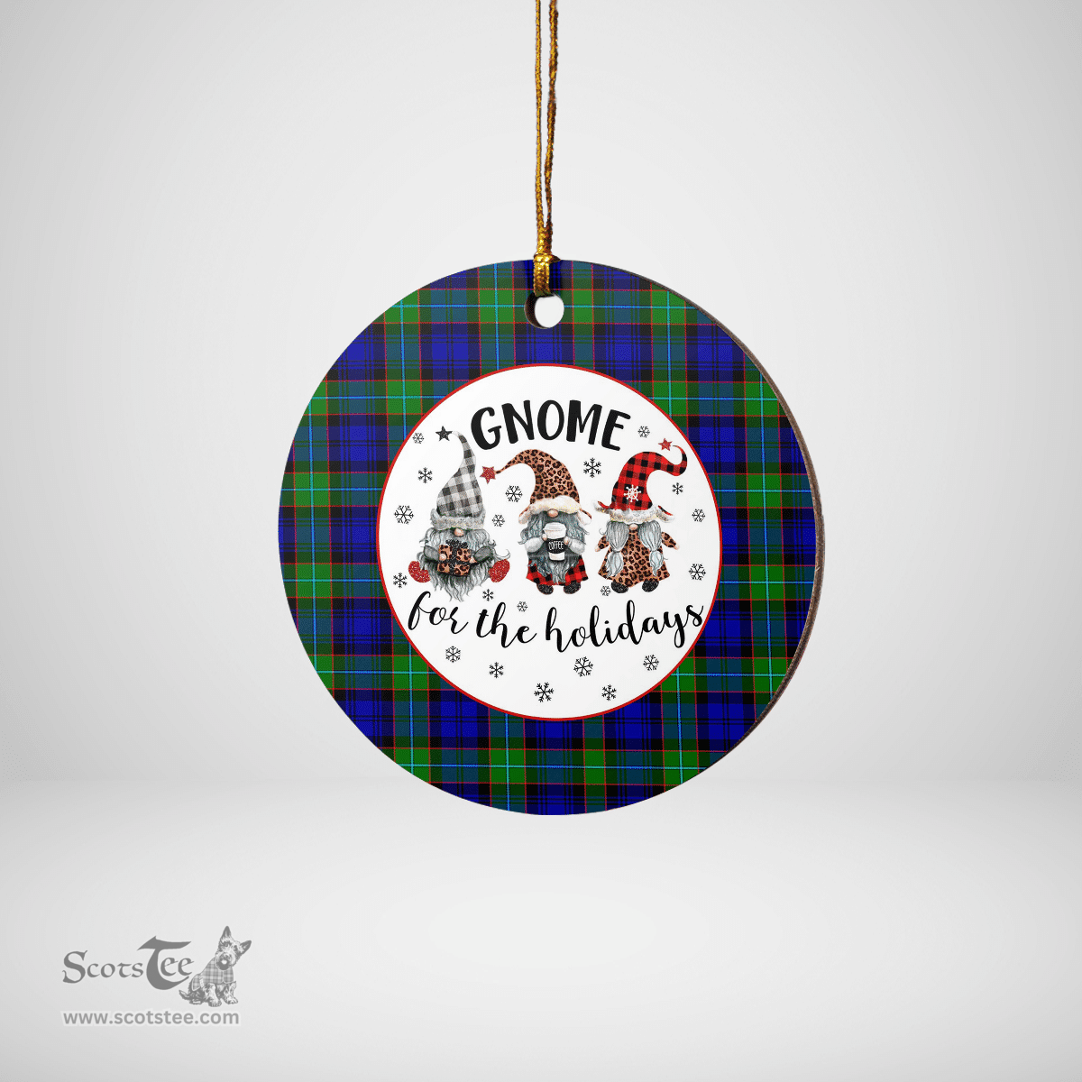 Scottish Sempill Modern Clan Tartan Ceramic Ornament - Gnome Round Style Scottish Plaid Tartan Plaid
