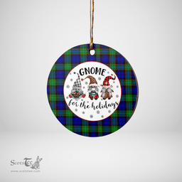 Scottish Sempill Modern Clan Tartan Ceramic Ornament - Gnome Round Style Scottish Plaid Tartan Plaid