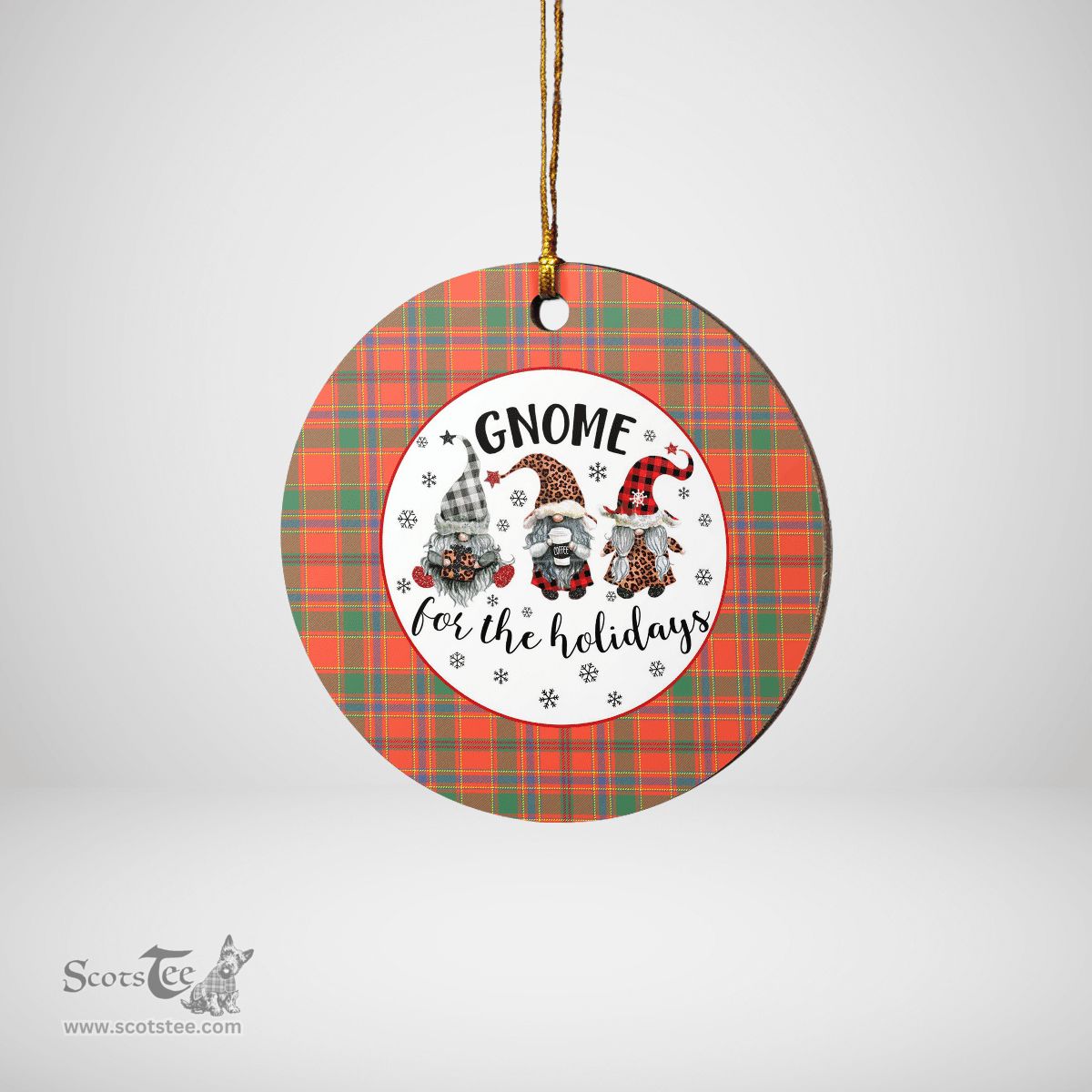 Scottish Munro Ancient Clan Tartan Ceramic Ornament - Gnome Round Style Scottish Plaid Tartan Plaid