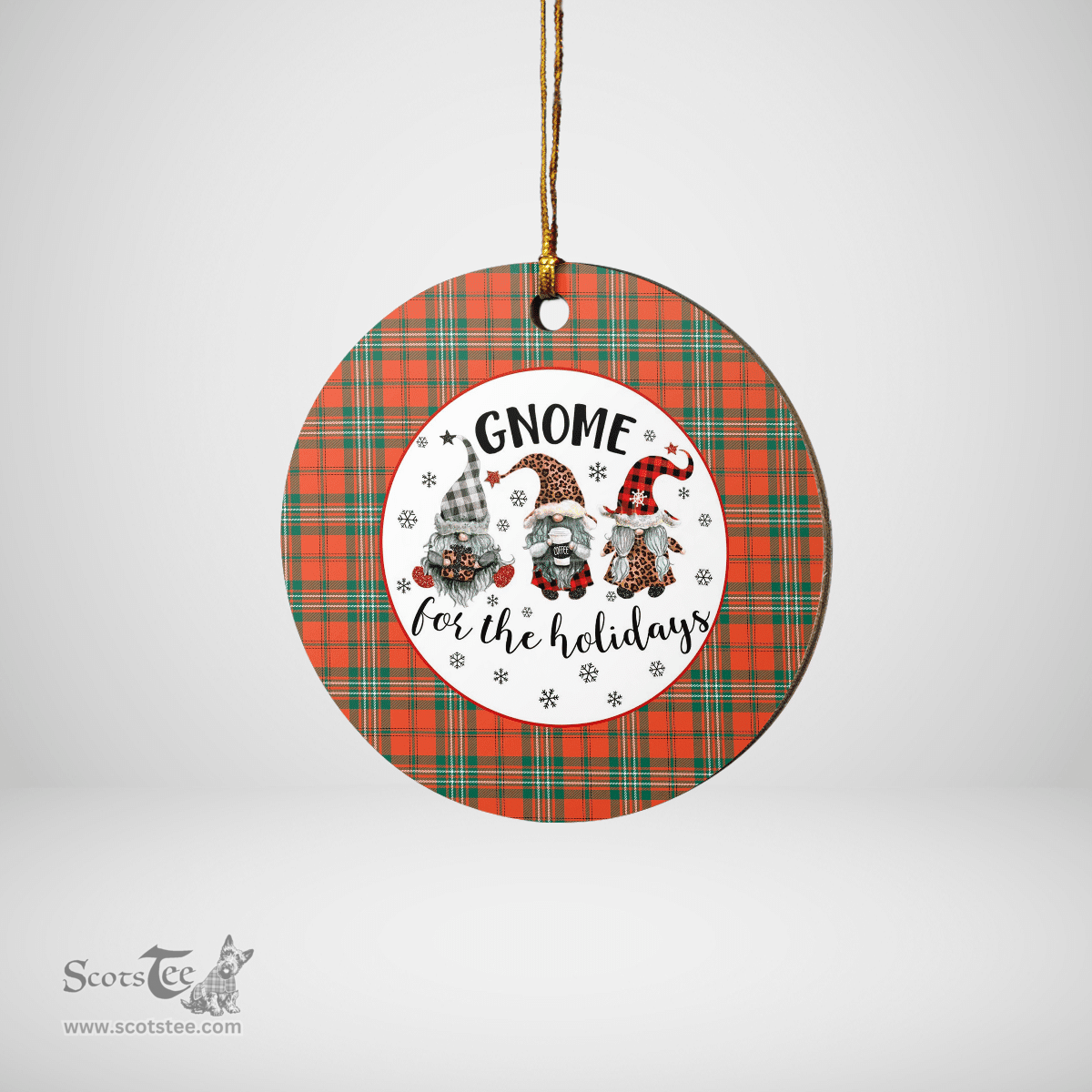 Scottish Scott Ancient Clan Tartan Ceramic Ornament - Gnome Round Style Scottish Plaid Tartan Plaid