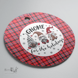 Scottish Udny Clan Tartan Ceramic Ornament - Gnome Round Style Scottish Plaid Tartan Plaid