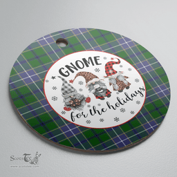 Scottish Wishart Hunting Clan Tartan Ceramic Ornament - Gnome Round Style Scottish Plaid Tartan Plaid