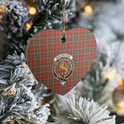 Scottish MacKintosh Hunting Weathered Clan Tartan Ceramic Ornament - Crest Heart Style Scottish Plaid Tartan Plaid
