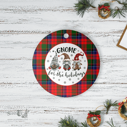 Scottish Macnicol Clan Tartan Ceramic Ornament - Gnome Round Style Scottish Plaid Tartan Plaid