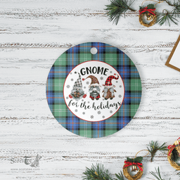 Scottish Sutherland Old Ancient Clan Tartan Ceramic Ornament - Gnome Round Style Scottish Plaid Tartan Plaid